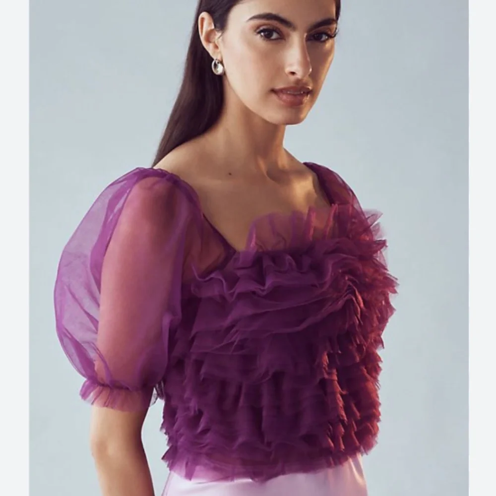 Brand New ENDLESS ROSE ORGANZA RUFFLE CROP TOP - Picture 1 of 9